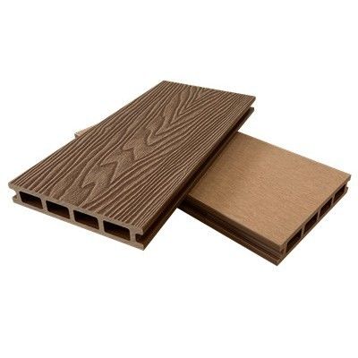 Decking contemporaneo in legno di teak composito in plastica WPC 3D in rilievo per terrazza