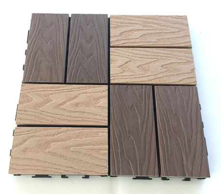 Piastrelle per ponte WPC fai-da-te 30 * 30 cm Pavimentazione esterna con venature del legno naturale per patio domestico