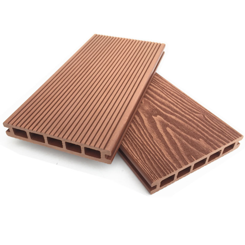 Pavimentazione composita in legno composito in teak per terrazza 3D. Pavimentazione in composito di plastica e legno